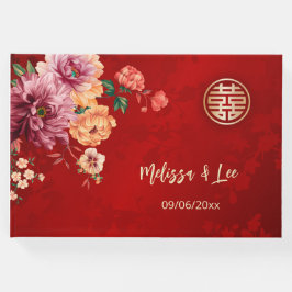Peony Red China Bröllop Gästböcker