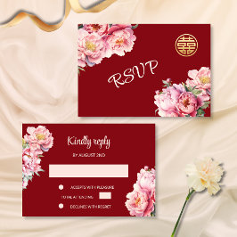Peony Red OSA China Bröllop Inbjudningar