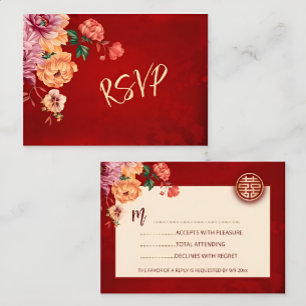 Peony Red OSA China Bröllop Kort
