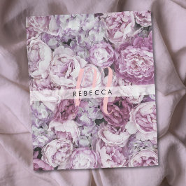 Peony Ro Blommigt  Rosa Script Monogram Fleecefilt