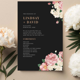 Peony Ro om Bröllop Ceremony-programmet i Black