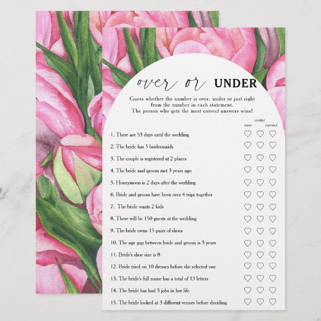 Peony ro - Över- eller under möhippa-spel (Fram/baksida)