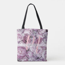 Peony Rosa ros Blommigt Monogram