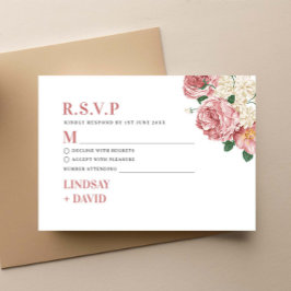 Peony Roses RSVP Enclosure Card OSA Kort