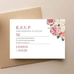 Peony Roses RSVP Enclosure Card OSA Kort