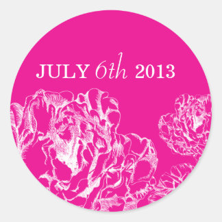 Peony Save Date Sticker-Shock rosa Runt Klistermärke