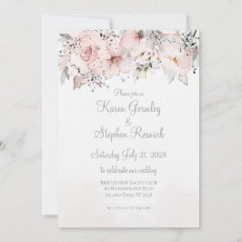  peony Silver Eucalyptus Bröllop Surname Inbjudningar