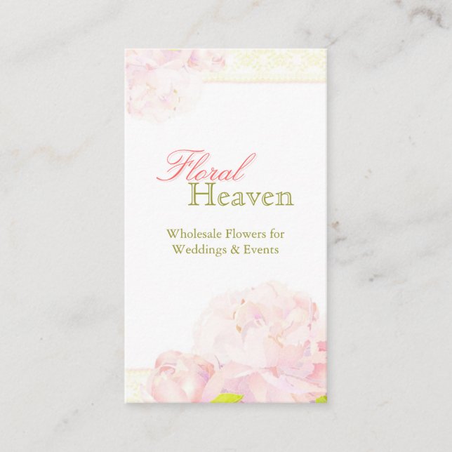 Peony + Snöre Mönster Bröllop Florist Visitkort (Framsida)