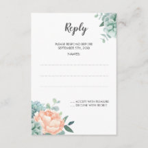 Peony Succulent Watercolor Bröllop Reply Cards