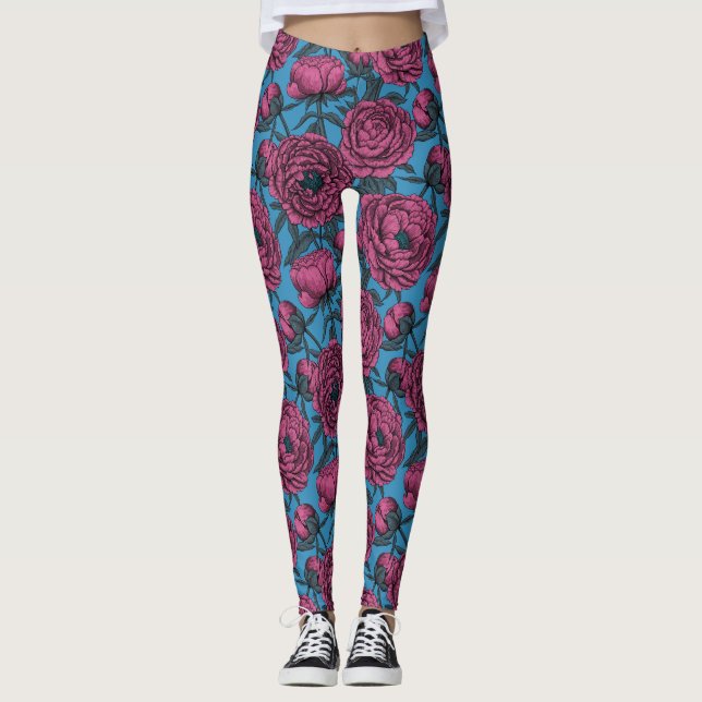 Peony-trädgård Leggings (Framsida)