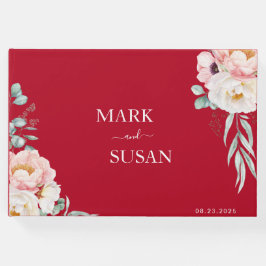 Peony Traditional Chinese Bröllop (RED) Gästböcker