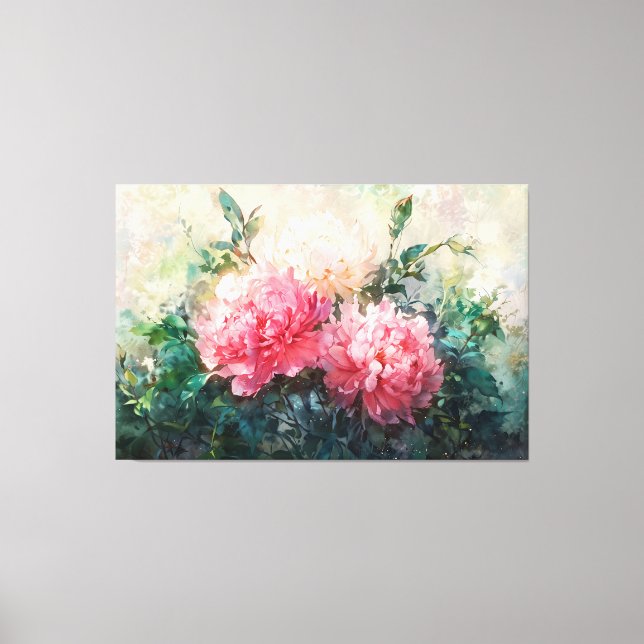 *~* Peony TV2 Vintage Art Stretched Kanvastryck (Framsida)
