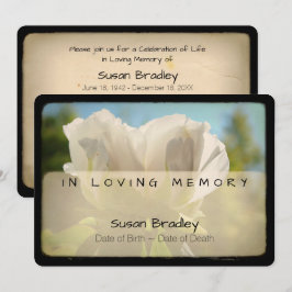 Peony Vintage Funeral Memorial Service 2 Inv. Inbjudningar