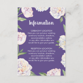 Peony Violet Lila Bröllop informationskort Tilläggskort