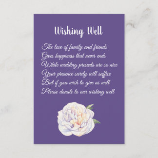 Peony Violet Lila Bröllop Wishing well Card Tilläggskort