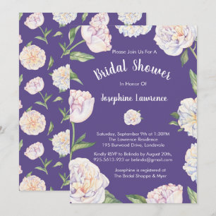 Peony Violet Lila Inbjudningskort för möhippa