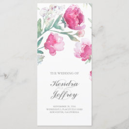 Peony Watercolor Blommigt Modern Bröllopsprograms Program