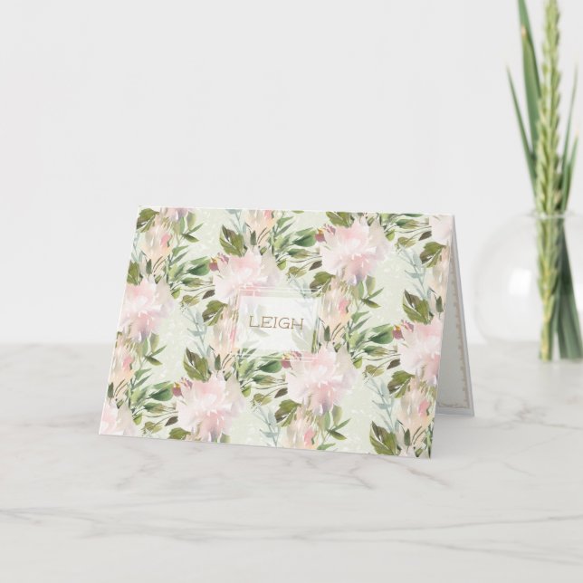 Peony Watercolor Personlig Stationery Card Kort (Framsida)