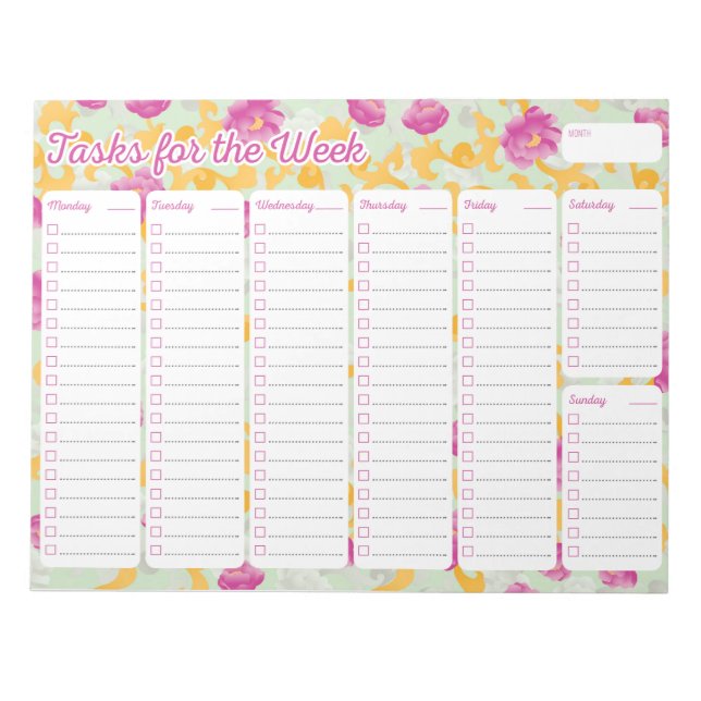 Peony Weekly Planner Anteckningsblock (Framsida)