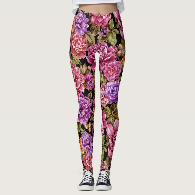 Peonys i Fullt Ploom Leggings (Framsida)