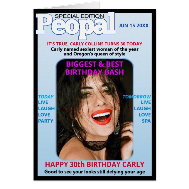 Peopal Mag Parody-Birthday-Upload Photo-Modern-Rol Hälsningskort (Framsidan)