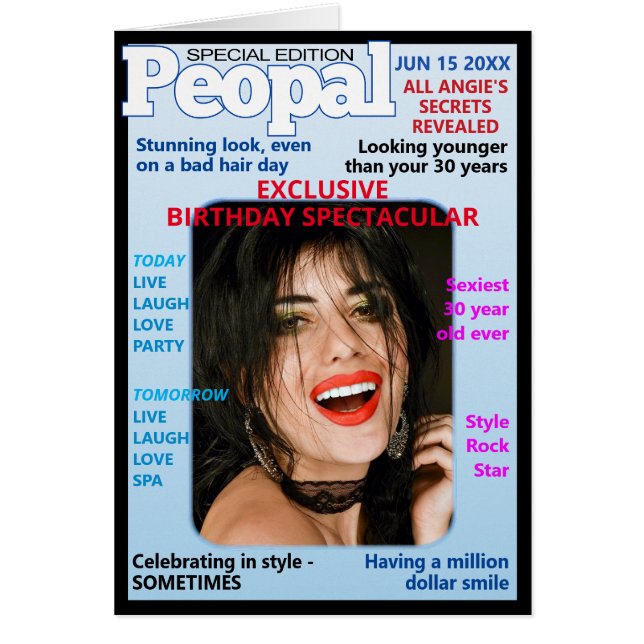 Peopal Mag Parody-Birthday-Upload Photo-Modern-Rol Hälsningskort (Framsidan)