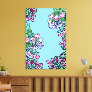 People Art Birds Flowers Acorns Canvastryck