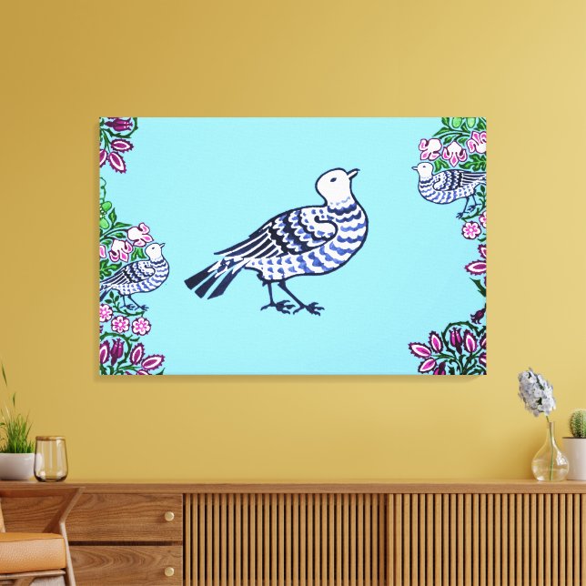 People Art Birds Flowers Acorns Canvastryck (Insitu (Vardagsrum))