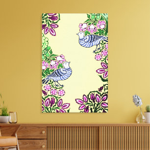 People Art Birds Flowers Acorns Canvastryck
