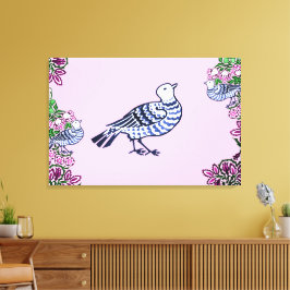 People Art Birds Flowers Acorns Canvastryck