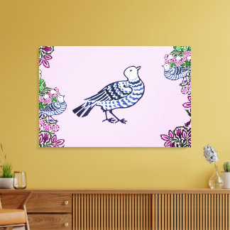 People Art Birds Flowers Acorns Canvastryck
