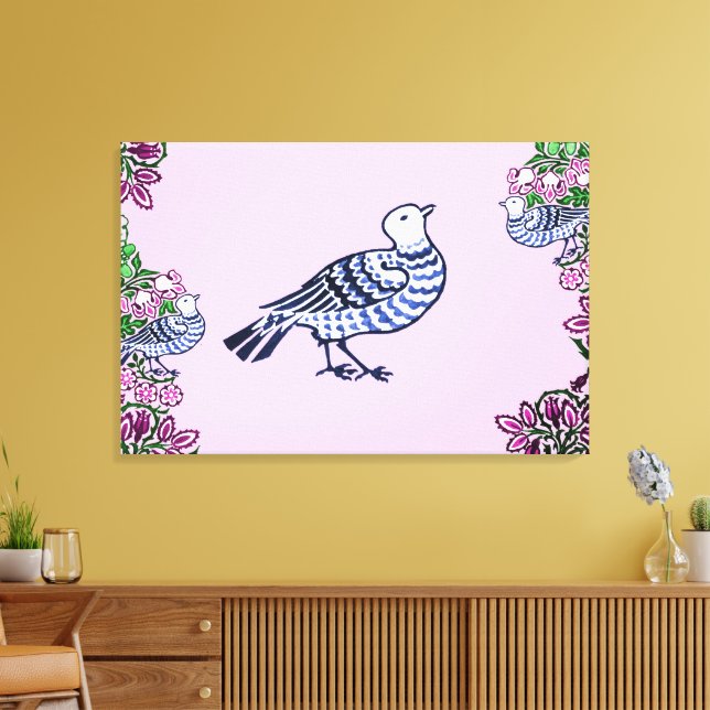 People Art Birds Flowers Acorns Canvastryck (Insitu (Vardagsrum))
