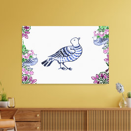 People Art Birds Flowers Acorns Canvastryck