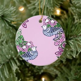 People Art Birds Flowers Acorns Julgransprydnad Keramik