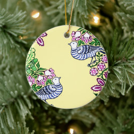 People Art Birds Flowers Acorns Julgransprydnad Keramik