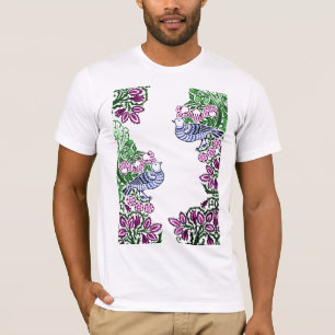 People Art Birds Flowers Acorns T Shirt