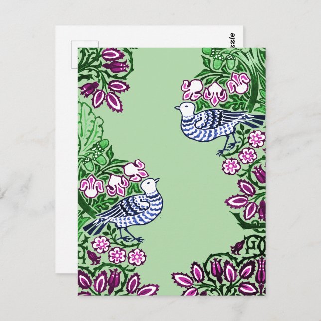 People Art Birds Flowers Acorns Vykort (Fram/baksida)