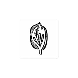 People Art Blommigt Löv Vår Linocut Stil Stämpel