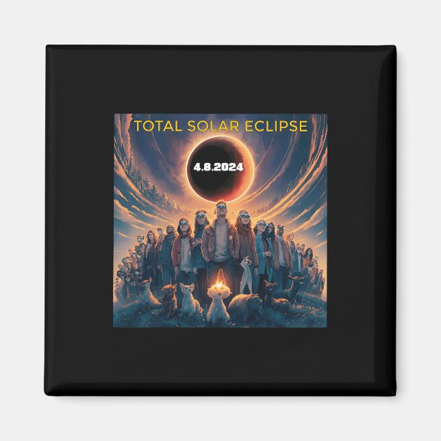 People Eclipse Gles Total Solar Eclipse 2024 Magnet (Framsidan)