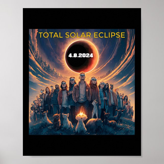 People Eclipse Gles Total Solar Eclipse 2024 Poster (Framsidan)