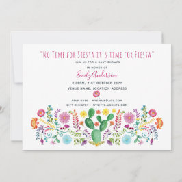 People Fiesta Baby Shower Inbjudan Watercolor Cact
