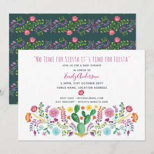 People Fiesta Baby Shower Inbjudan Watercolor Cact