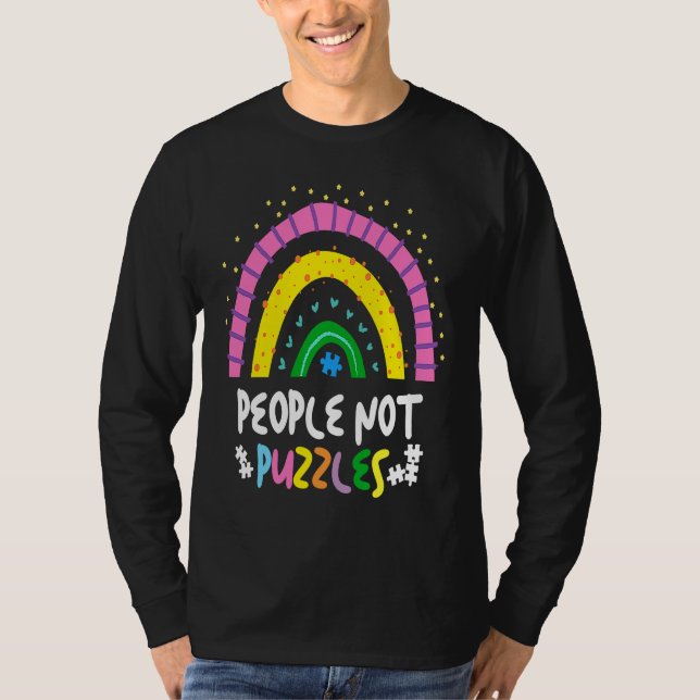 People Not Puzzles Rainbow Autism Awareness Day Me T Shirt (Framsida)