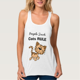 People Suck, Cats Rule Shirt Linne Med Racerback