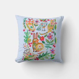PeopleArt Blommigt Animal Friends Blek Blue Kudde
