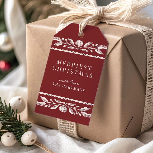 PeopleArt Blommigt jul Helgdag Namn Presentetikett (Skapare uppladdad)