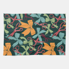 PeopleArt Helgdag Bows och Scissors jul Guld Kökshandduk