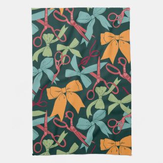 PeopleArt Helgdag Bows och Scissors jul Guld Kökshandduk