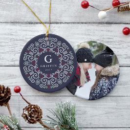 PeopleArt Helgdag Monogram & Photo Dubbla Side Julgransprydnad Keramik