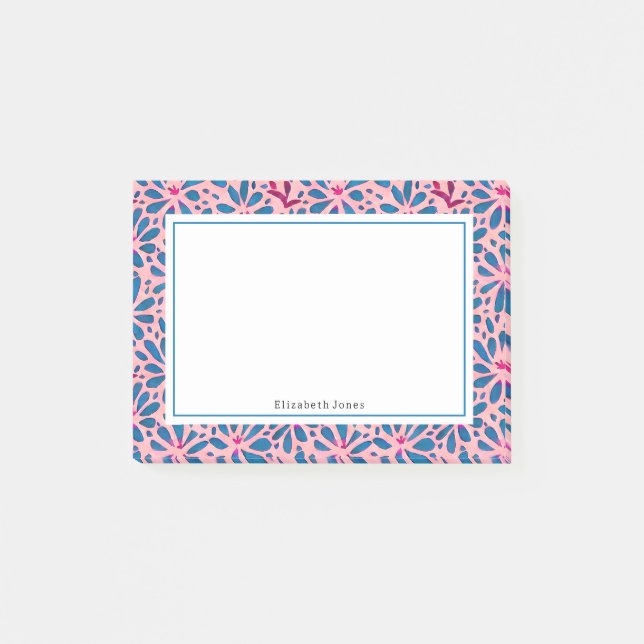 PeopleArt Rosa och Blue Blommigt Post-it Notes (Framsida)